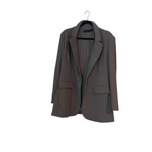 Boston Proper Beyond Travel Classic Boyfriend Blazer 14 Stone Beige Brown